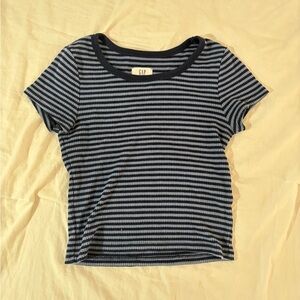 GAP Teen Navy and Light Blue Striped Tee